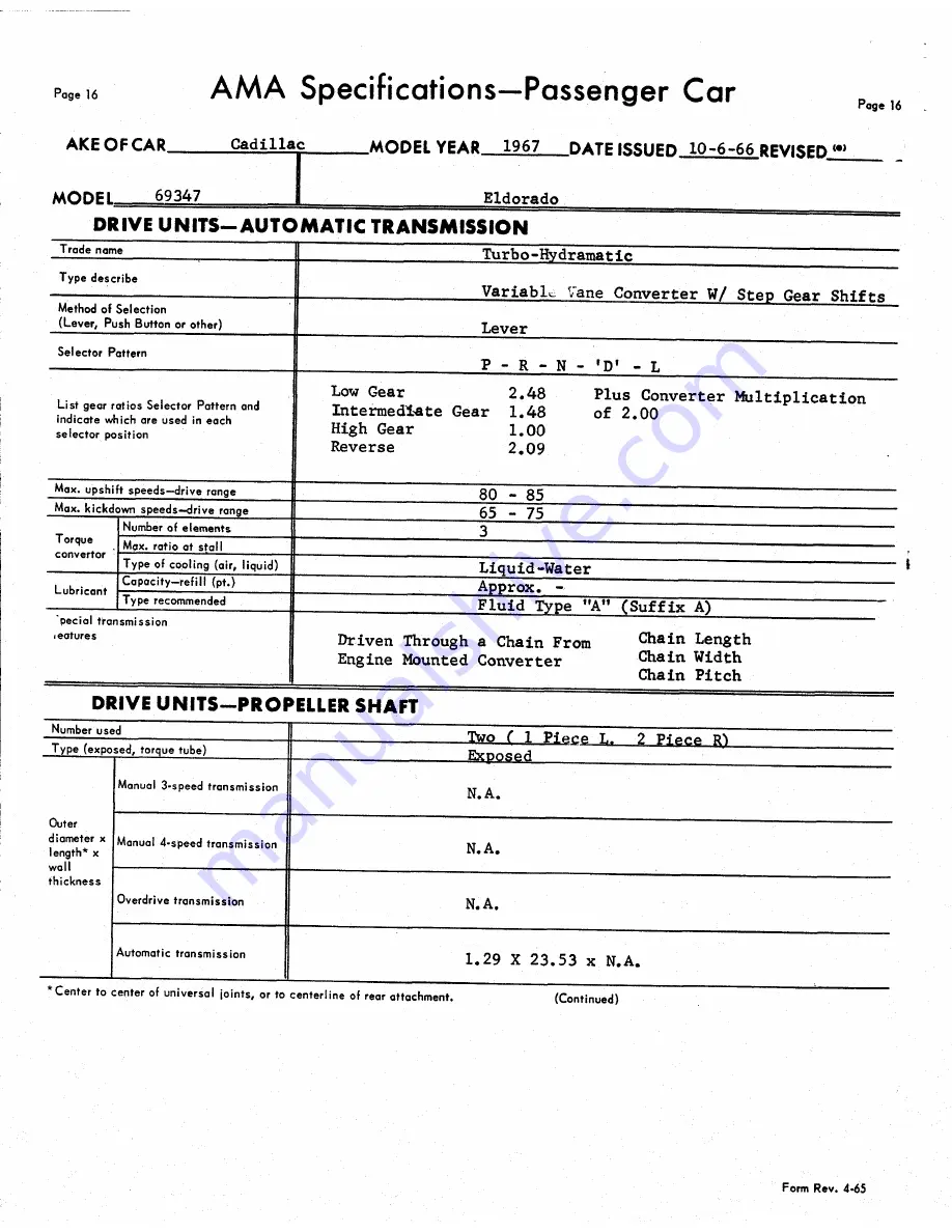 Cadillac 1967 Calais Coupe Data Book Download Page 244