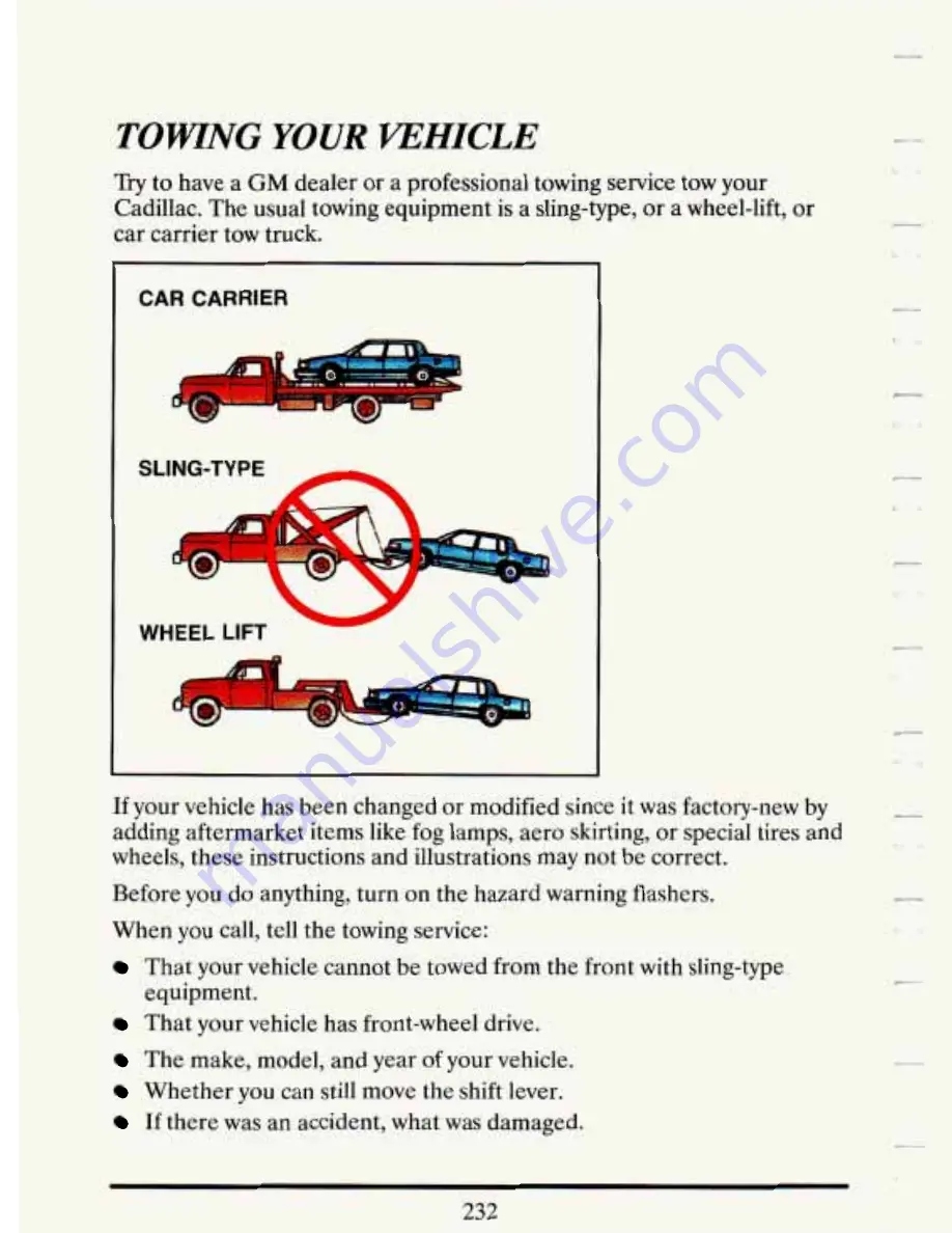 Cadillac 1993 DE VILLE Скачать руководство пользователя страница 245