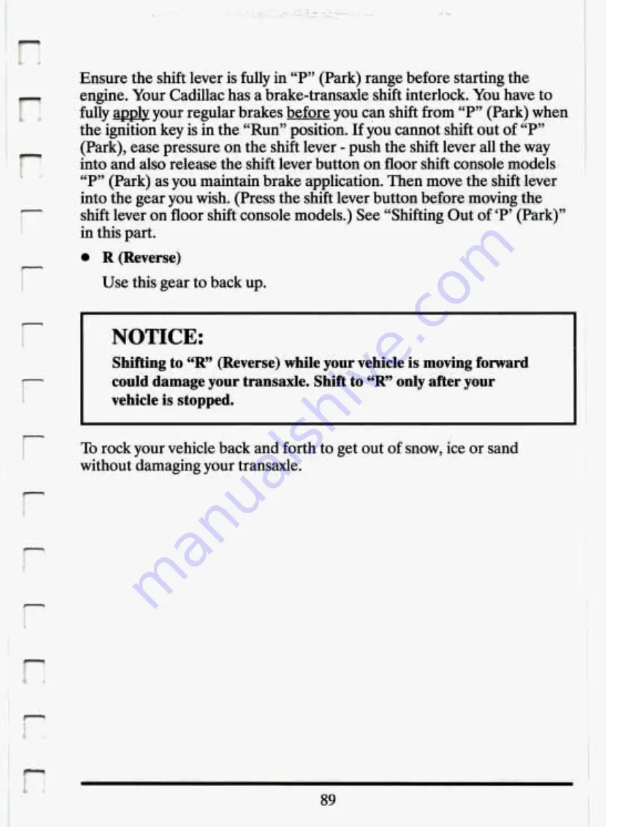 Cadillac 1994 Eldorado Owners Literature Download Page 101