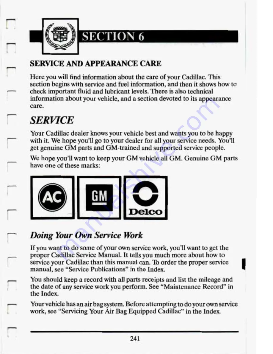 Cadillac 1994 Eldorado Owners Literature Download Page 253