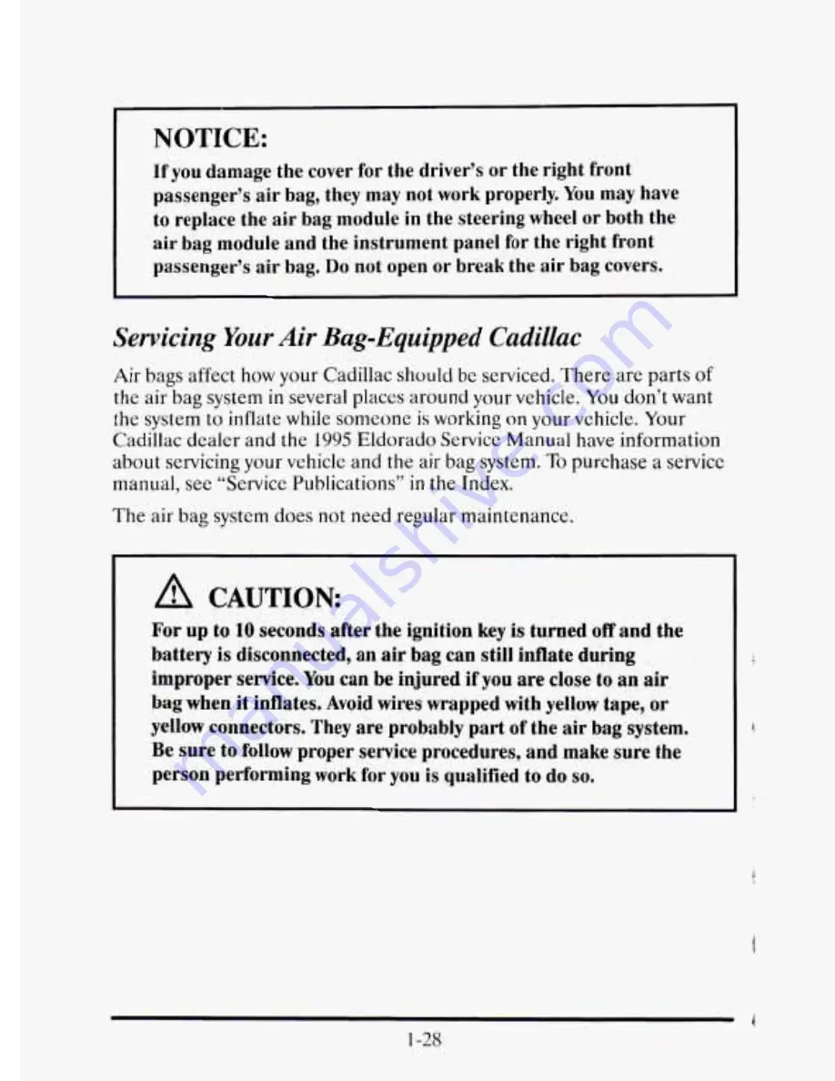 Cadillac 1995 Eldorado Owners Literature Download Page 47