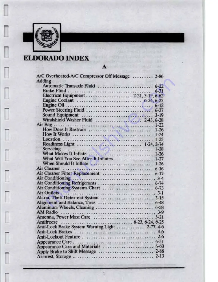 Cadillac 1995 Eldorado Owners Literature Download Page 378