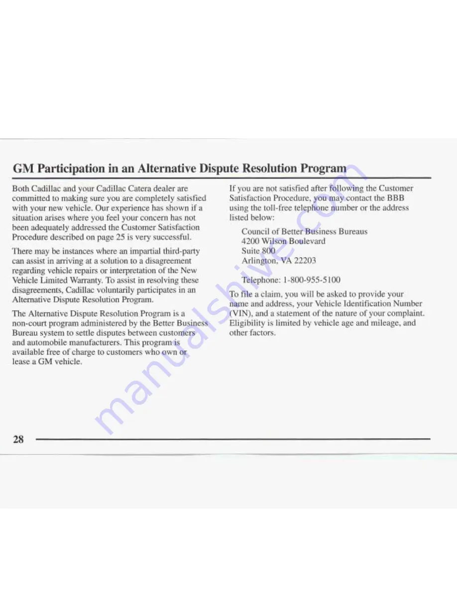 Cadillac 1997 Catera Owner Assistance Information Download Page 29