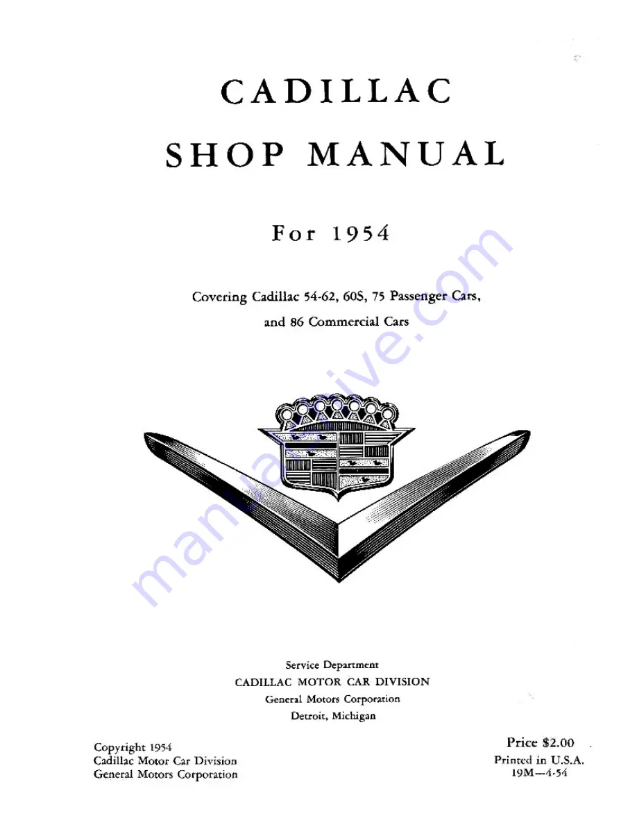 Cadillac 54-6219 1954 Shop Manual Download Page 2