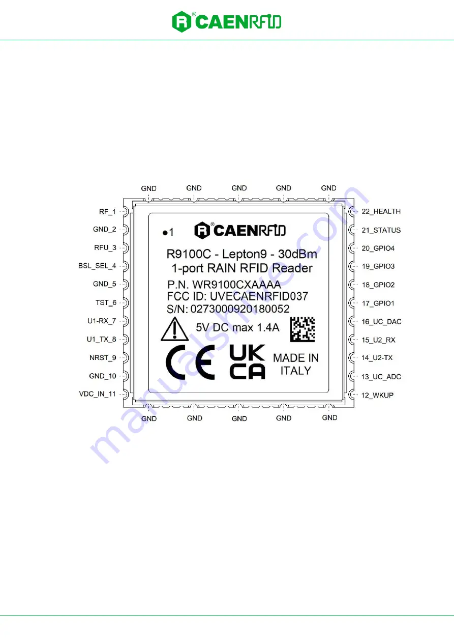 caenrfid Lepton9 R9100C Technical Information Manual Download Page 14