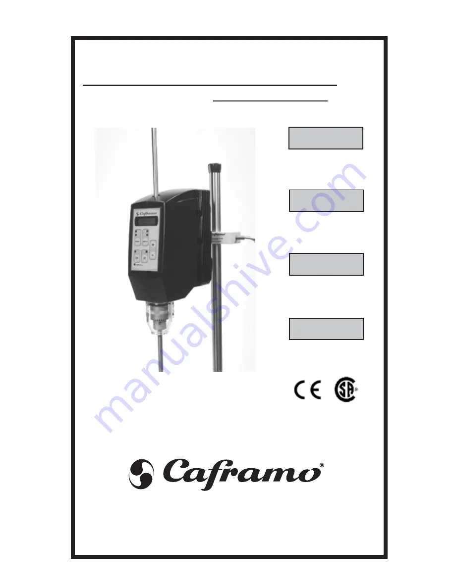 Caframo Real Torque Digital Stirrers Скачать руководство пользователя страница 1