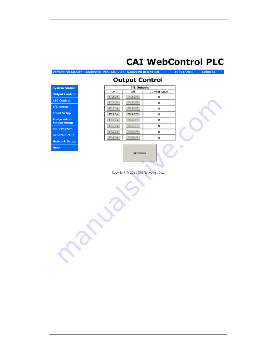 CAI Networks WebControl PLC User Manual Download Page 14