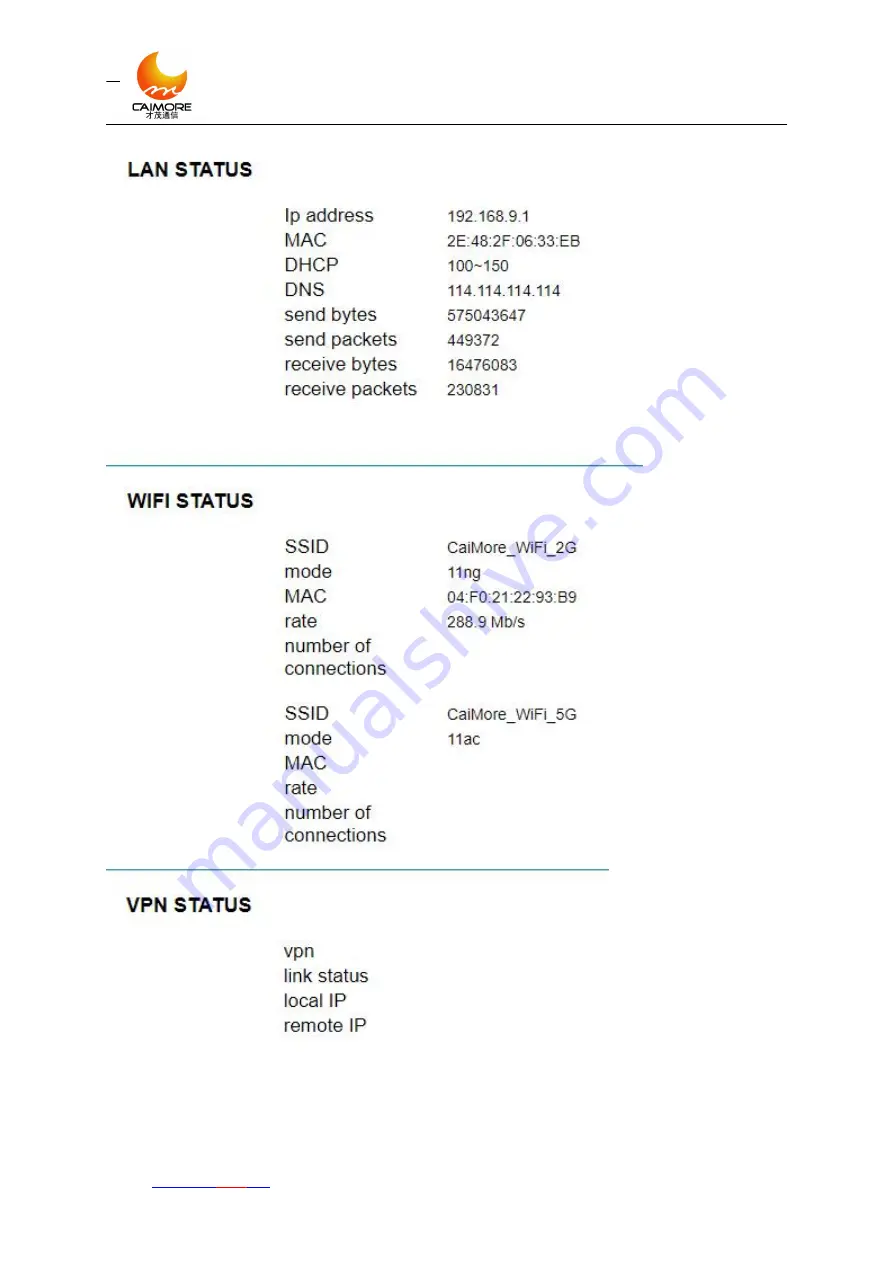 Caimore CM520-61F User Manual Download Page 42