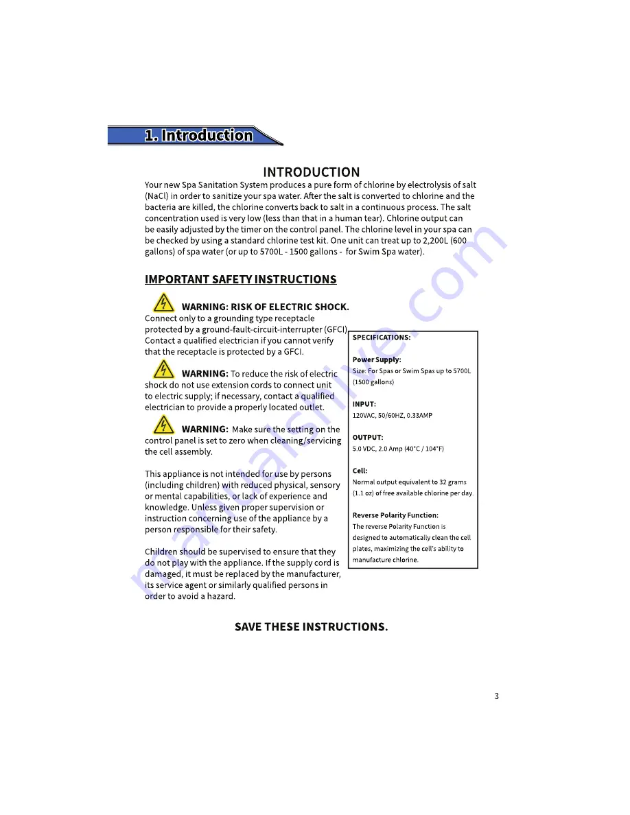 Cal Spas CalSalt Filtration Owner'S Manual Download Page 3