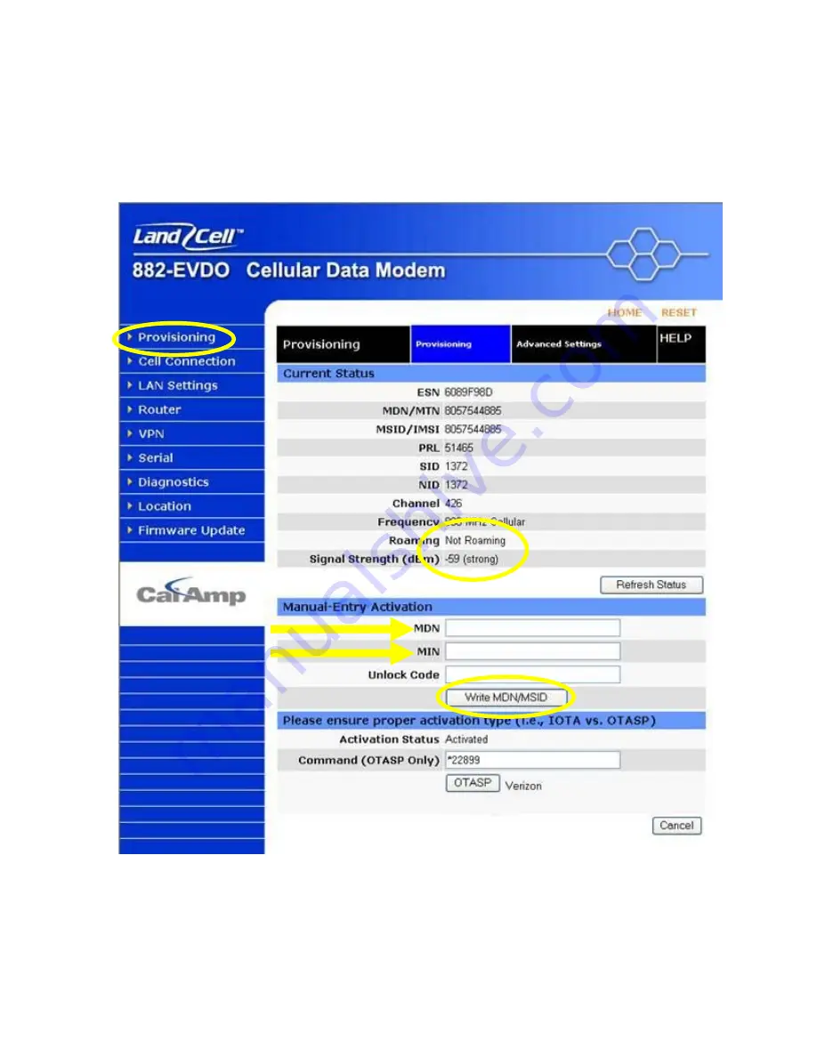 CalAmp 882-EVDO-SPN Скачать руководство пользователя страница 19