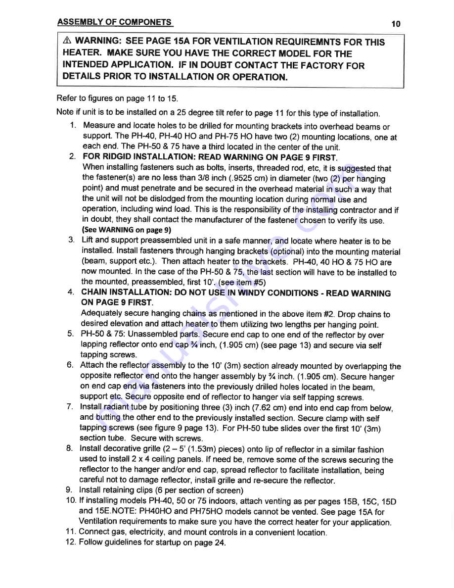 Calcana PH-40HO Installation, Operation And Service Manual Download Page 14