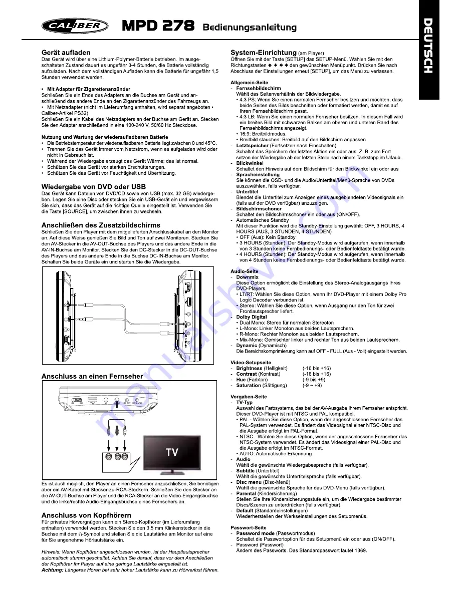 Caliber MPD 278 Manual Download Page 9