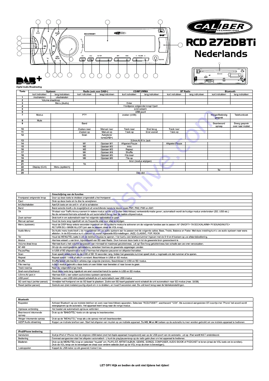 Caliber RCD 272DBTI Quick Start Manual Download Page 24