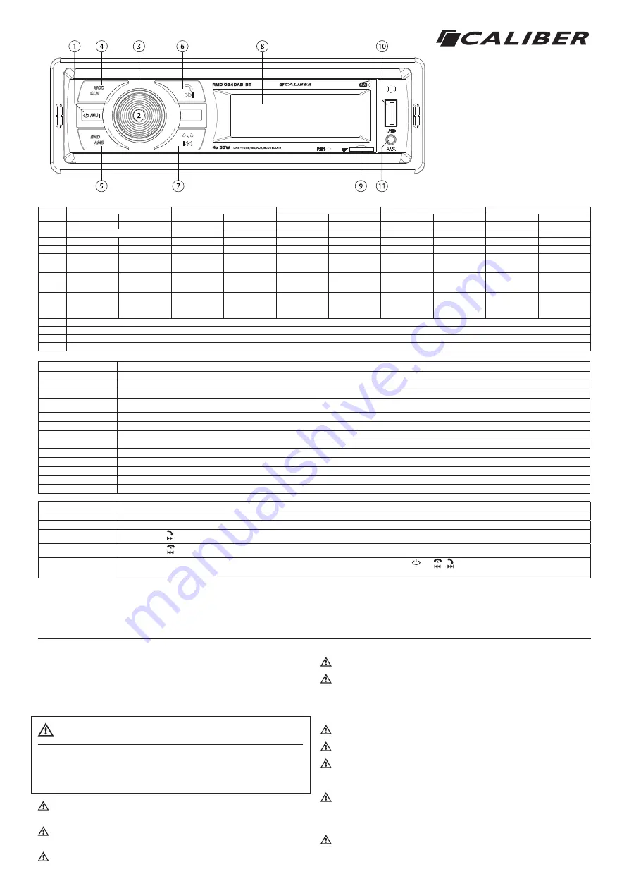 Caliber RMD 033DAB-BT Quick Start Manual Download Page 13