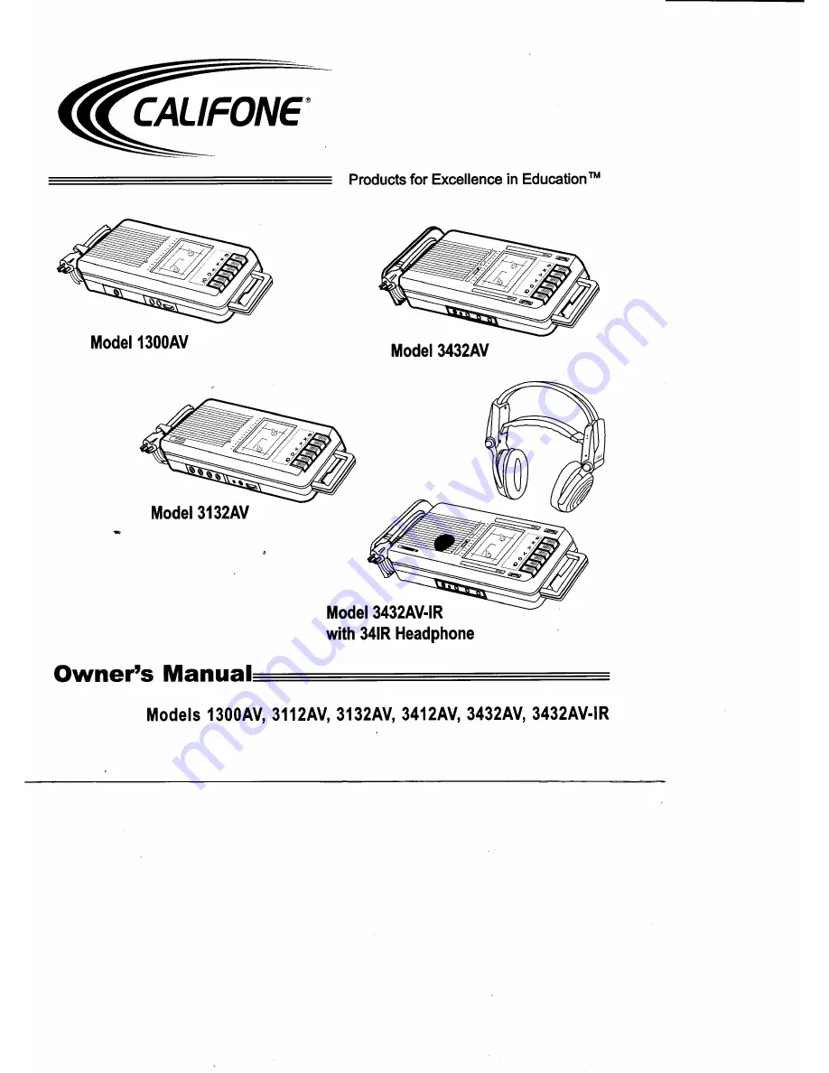 Califone 1300AV Owner'S Manual Download Page 1