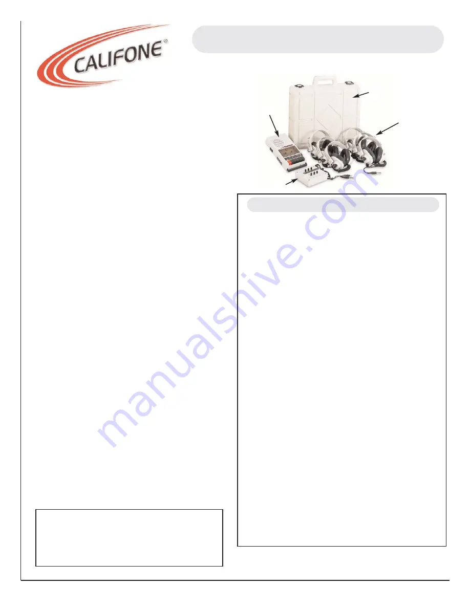 Califone 3132PLC Specifications Download Page 1