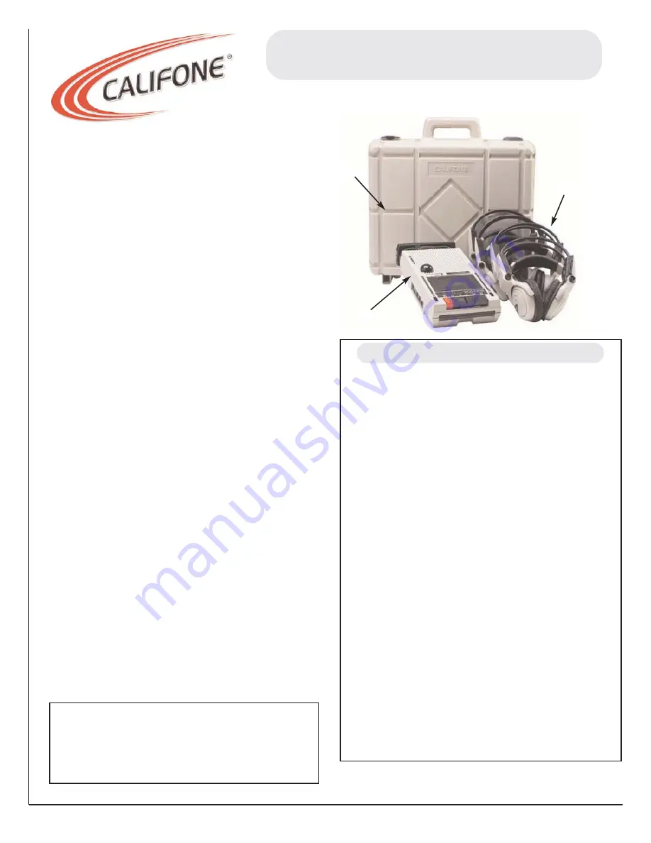 Califone 3432IR-PLC Specifications Download Page 1