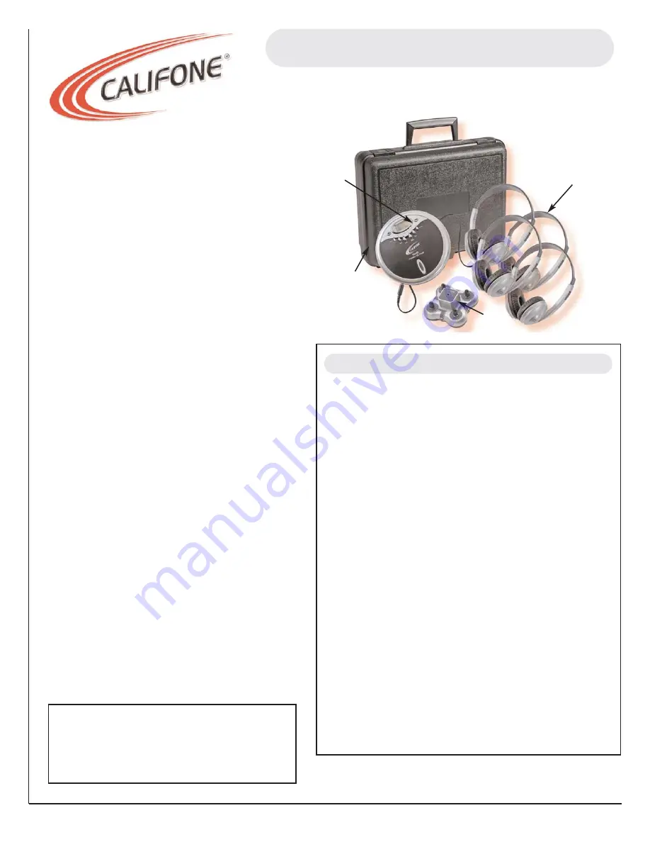 Califone CD102-PLC Specifications Download Page 1