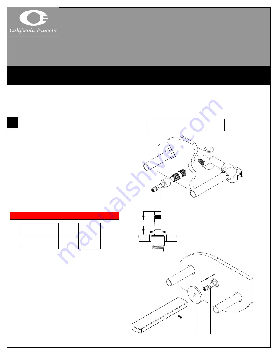 California Faucets Arpeggio CF-TO-VE402-7 Installation Instructions Download Page 1