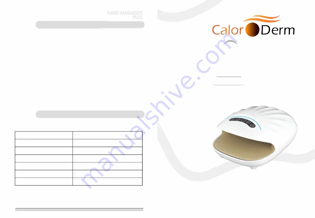 CalorDerm Hand Massager Plus CD-001 Скачать руководство пользователя страница 1