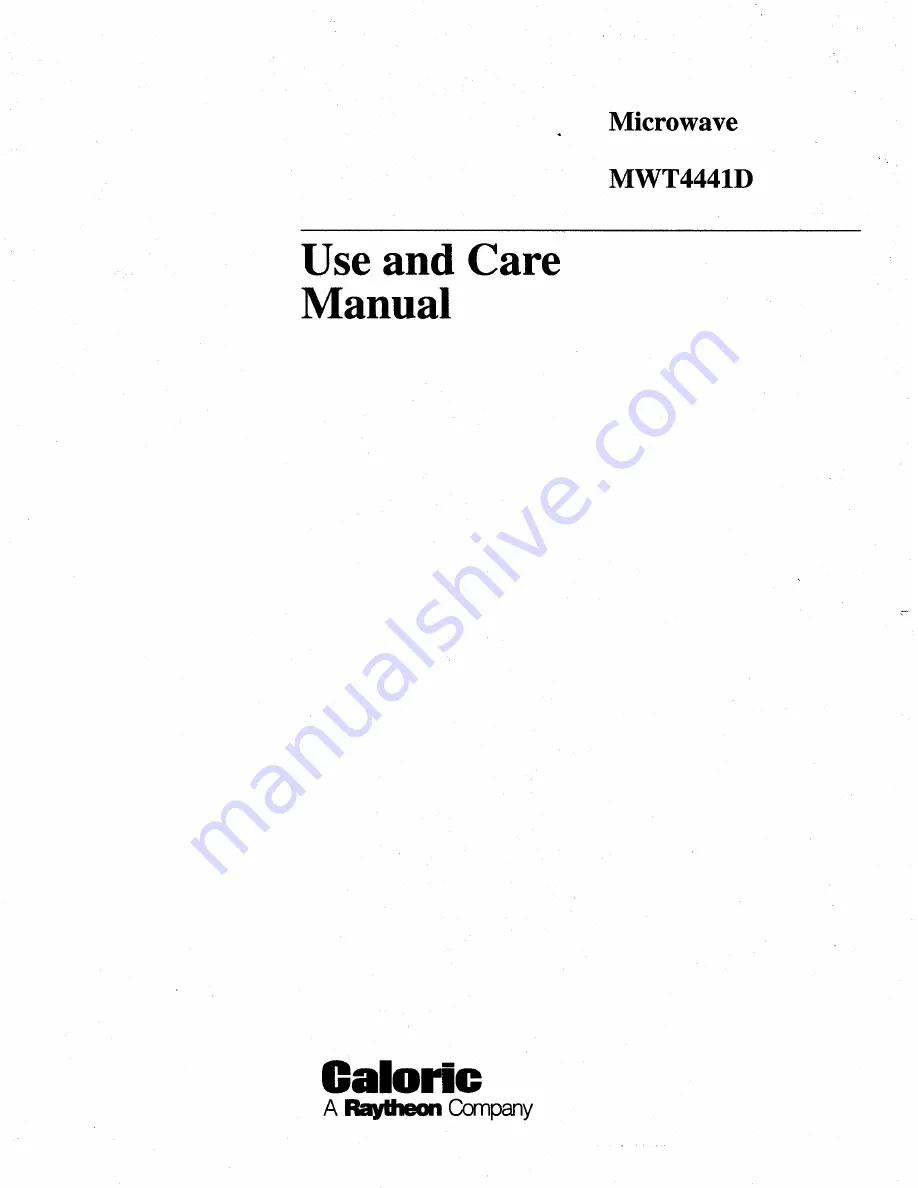 Caloric MWT4441D Use And Care Manual Download Page 1