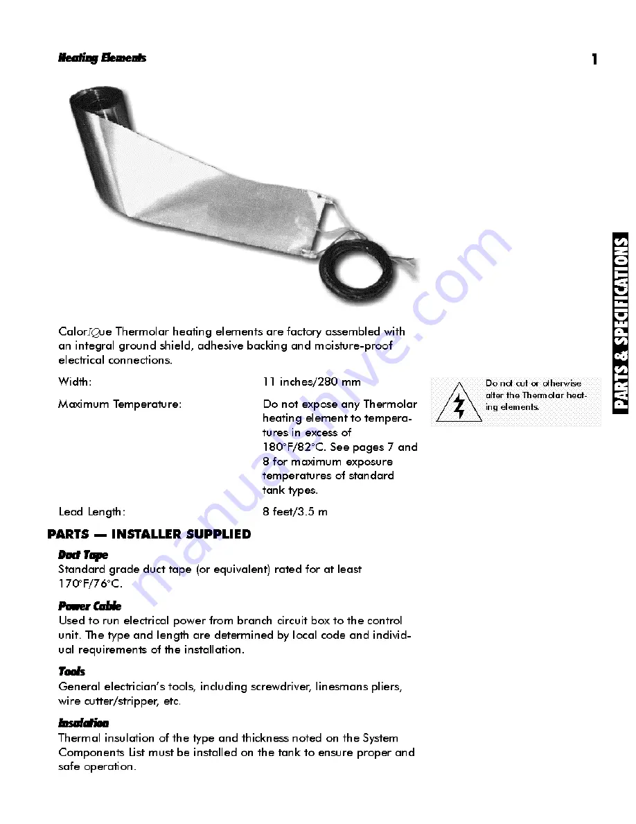 CALORIQUE THERMOLAR THS-206 Installation & Operation Manual Download Page 3