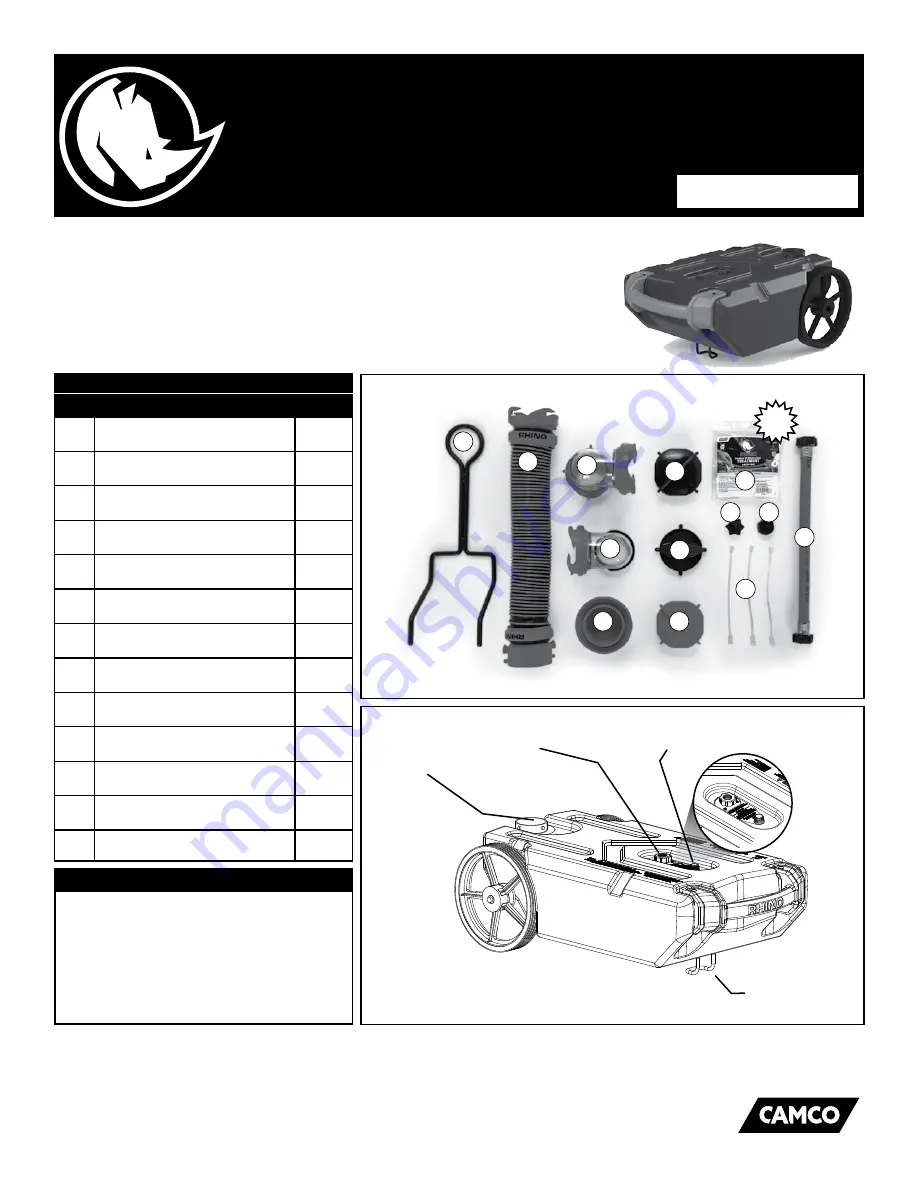 Camco RHINO Tote Tank 15G Manual Download Page 1