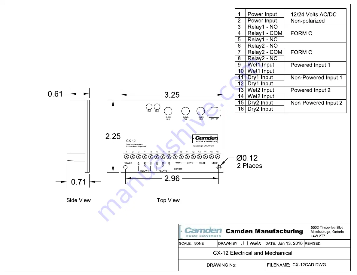 CAMDEN CX-12 Installation Instructions Manual Download Page 4