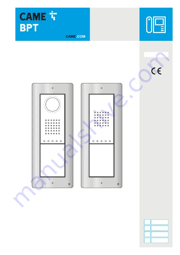 CAME BPT 60090010 Programming Manual Download Page 1