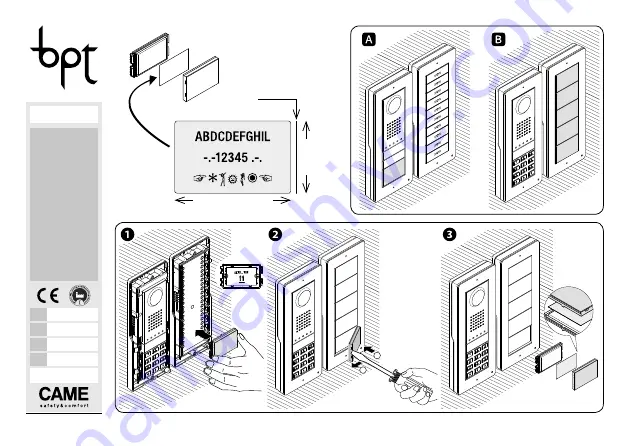 CAME BPT DMI Quick Manual Download Page 1