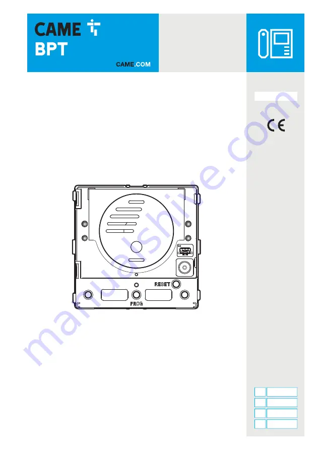 CAME BPT MTMA/GSM Скачать руководство пользователя страница 1