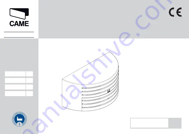 CAME 001SLUNA Installation Manual Download Page 1