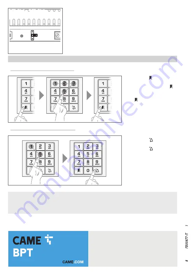 CAME BPT MTM Installation And Programming Manual Download Page 8