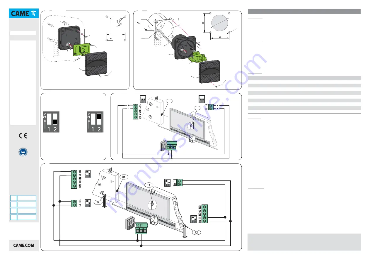 CAME DELTA-E Quick Start Manual Download Page 1