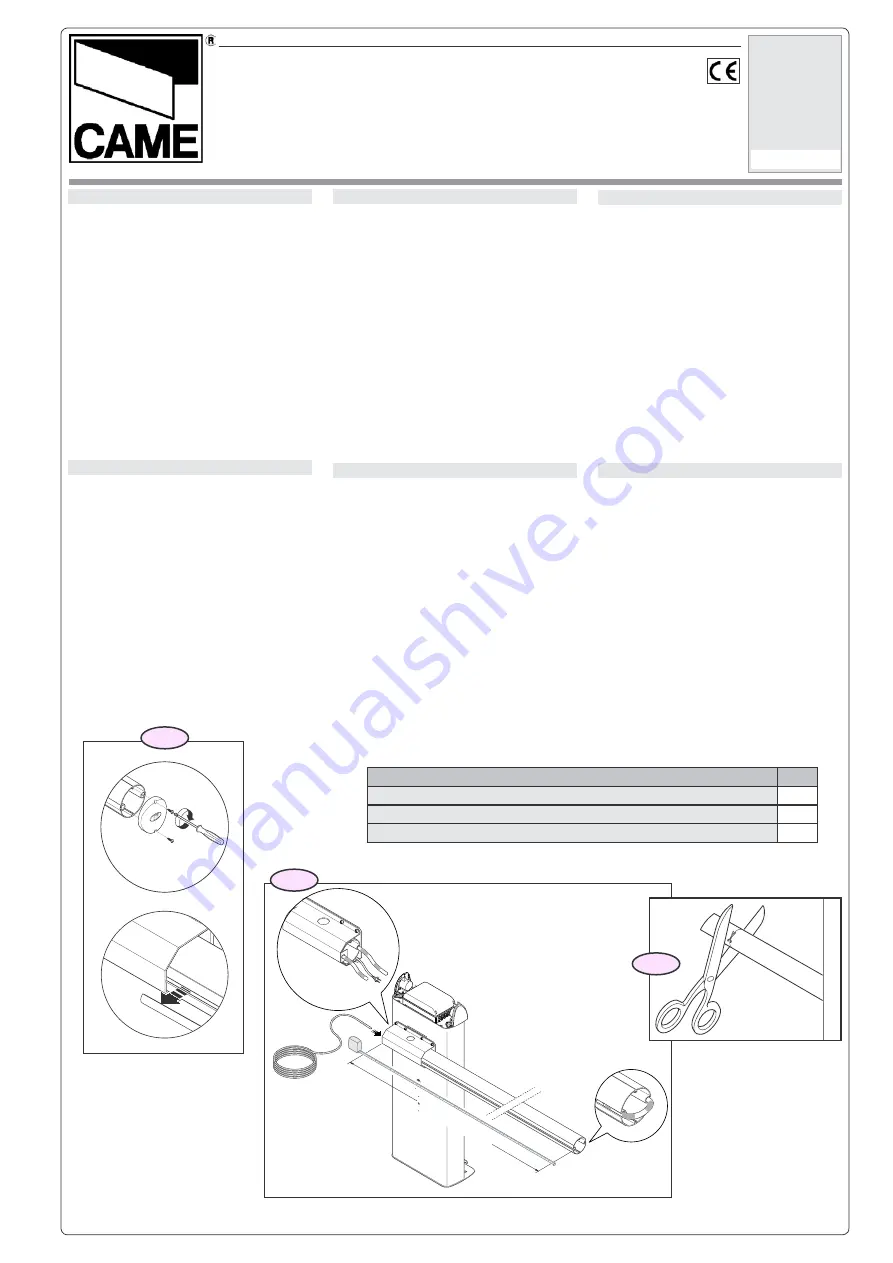 CAME GARD series Quick Start Manual Download Page 1