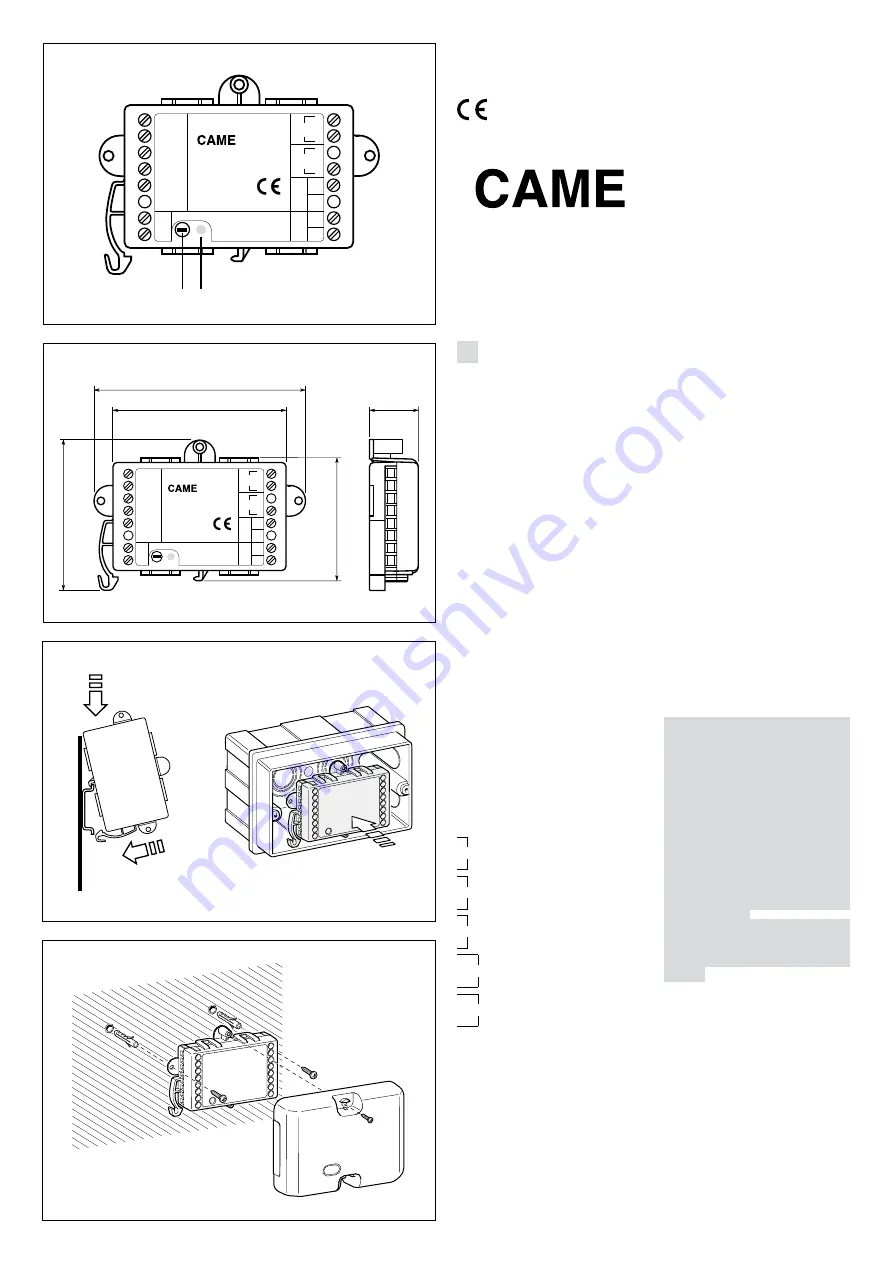 CAME OH/MT2 Скачать руководство пользователя страница 1