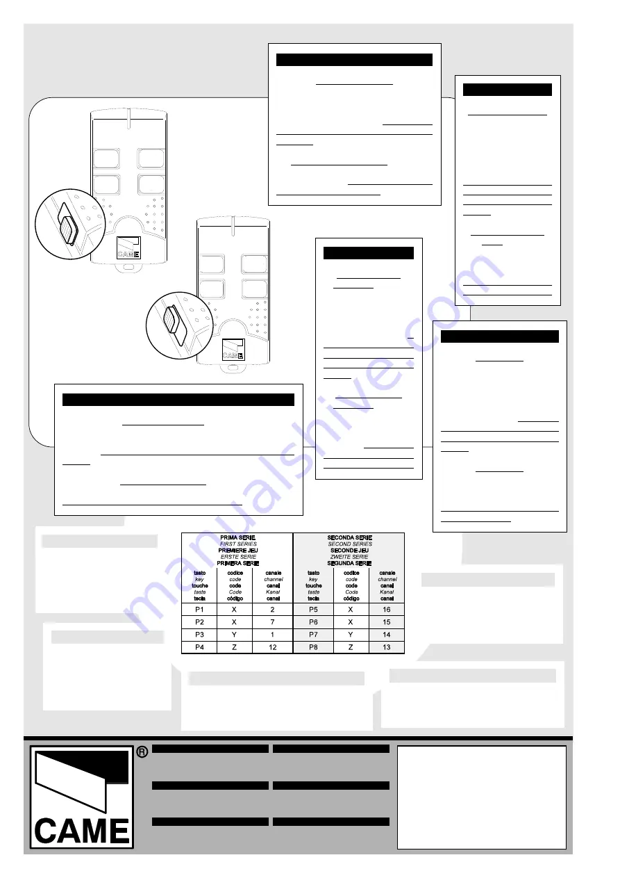 CAME TAM Series Manual Download Page 8