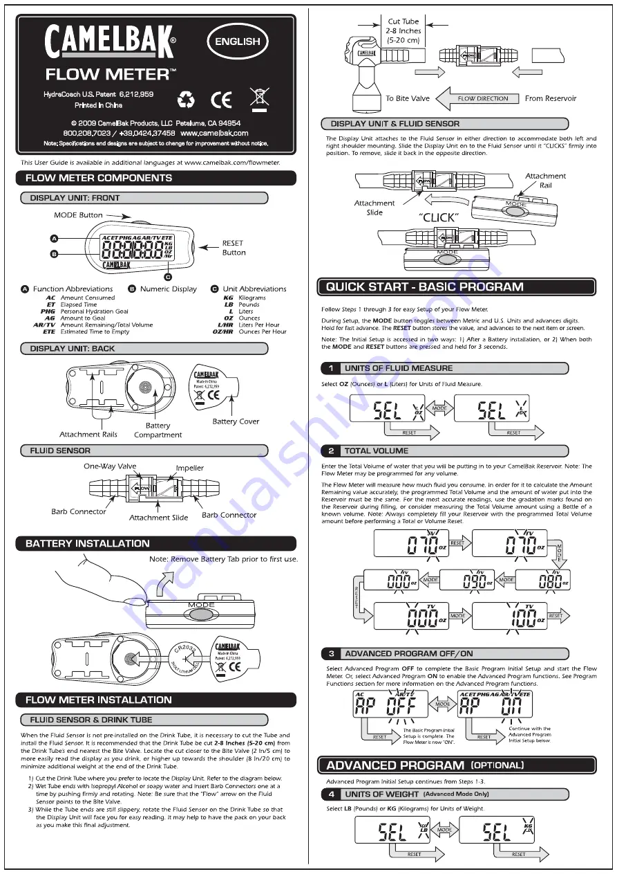 Camelbak FLOW METER Скачать руководство пользователя страница 1