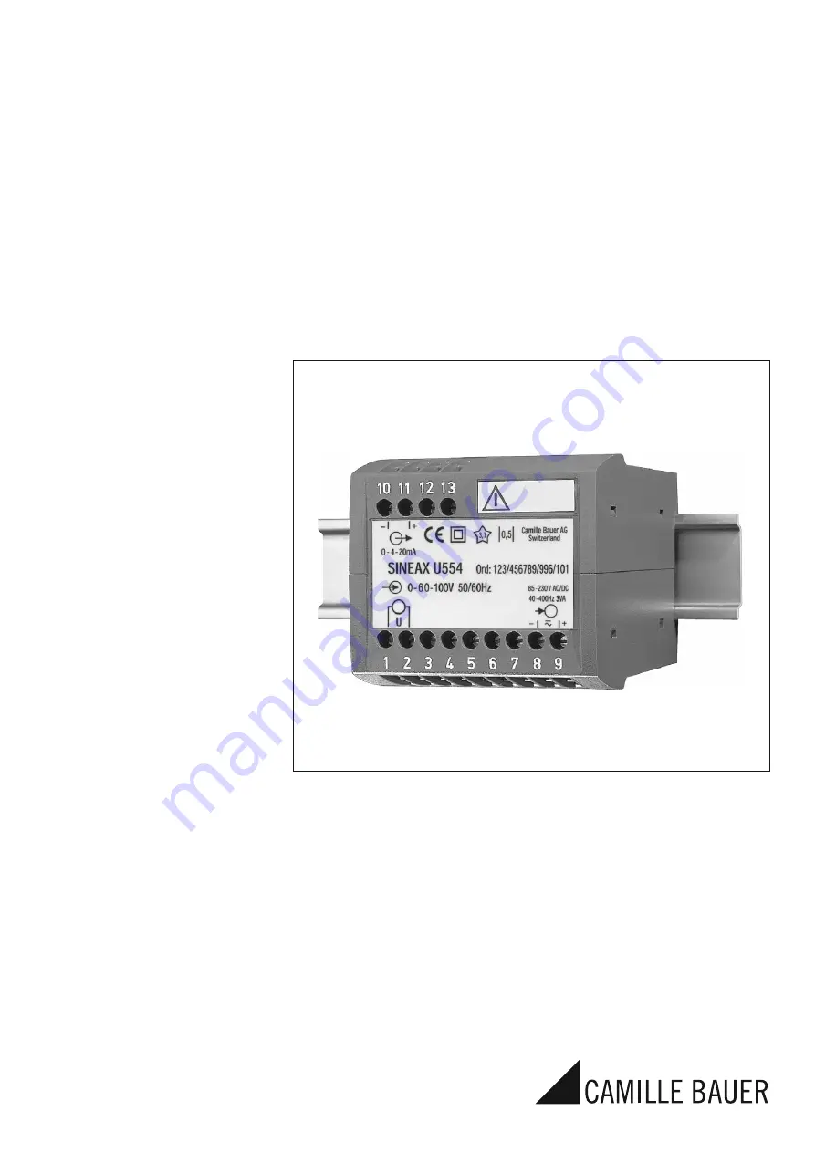 Camille Bauer SINEAX U 554 Operating Instructions Manual Download Page 1