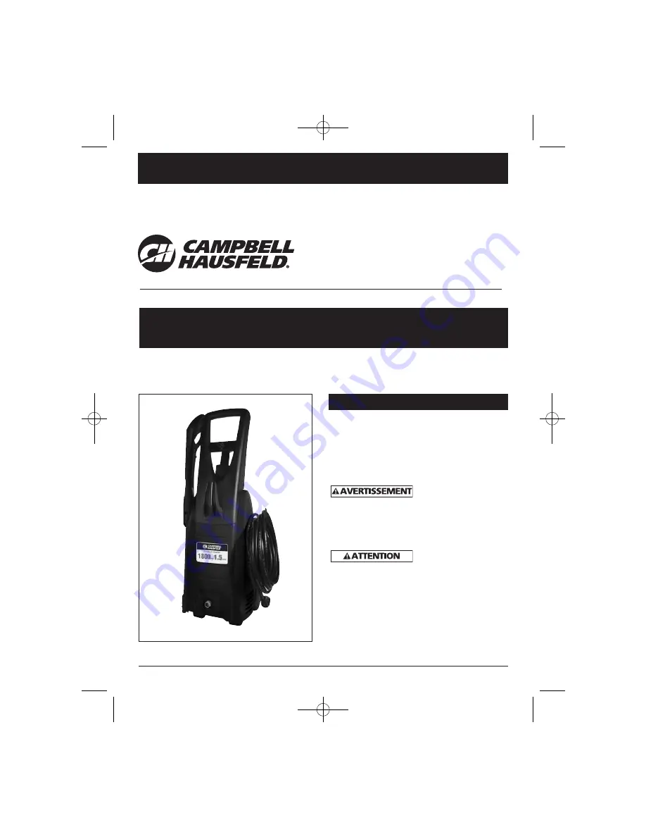 Campbell Hausfeld PW1805 Operating Instructions And Parts List Manual Download Page 11