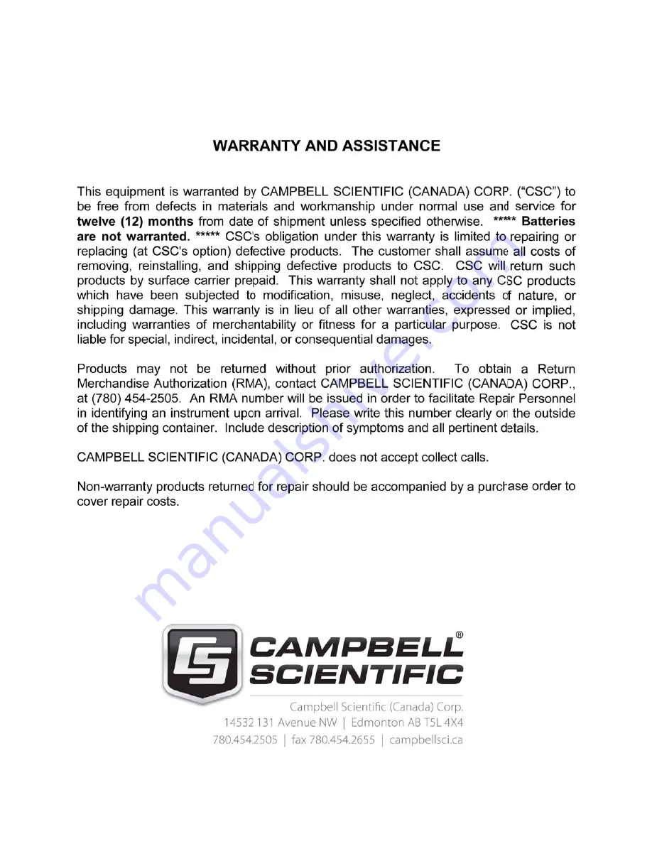 Campbell RF401A-Series Instruction Manual Download Page 3