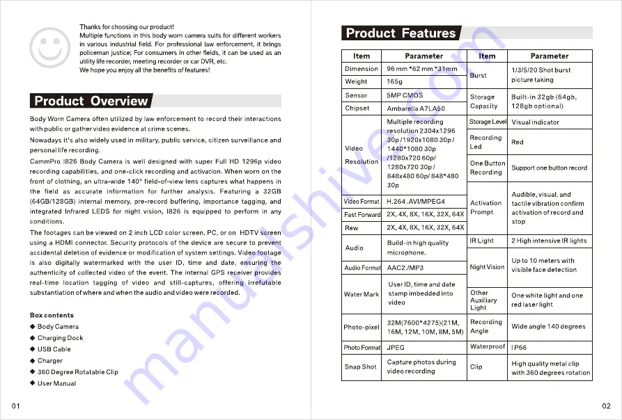 CamPro I826 Instruction Manual & Warranty Card Download Page 2