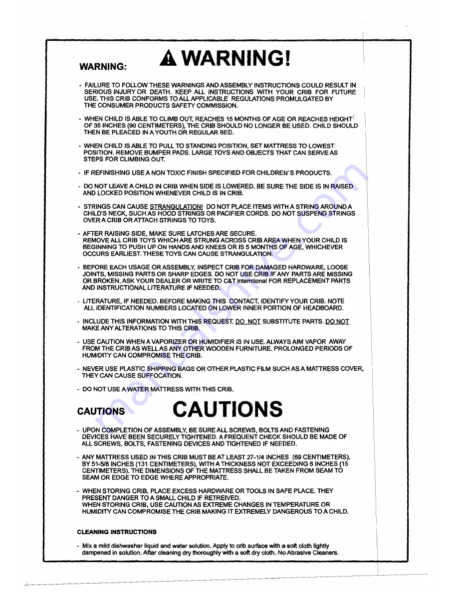 C&T International 740 VICK CRIB Assembly Instructions Manual Download Page 2