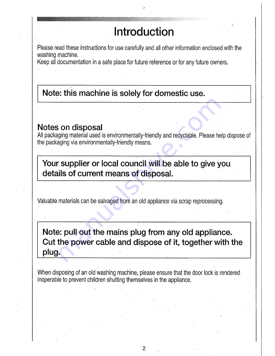 Candy CNW 136 Instructions For Use Manual Download Page 2