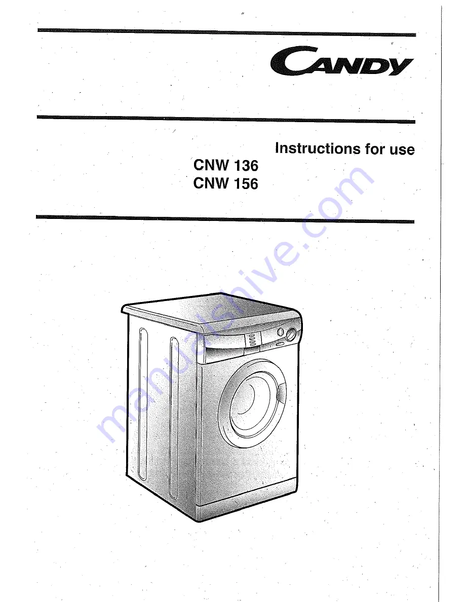 Candy CNW 156 Instructions For Use Manual Download Page 1