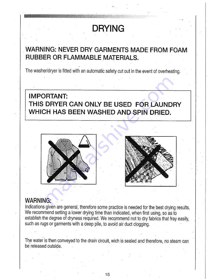 Candy CNW 156 Instructions For Use Manual Download Page 15