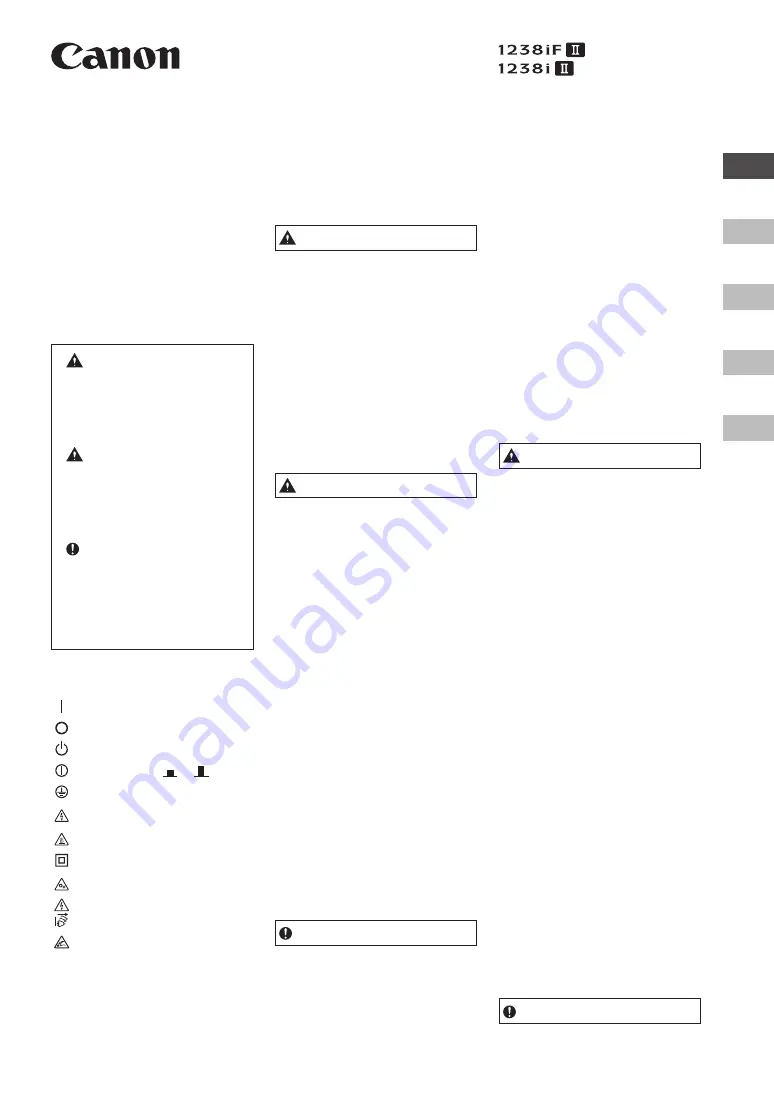 Canon 1238iF II Important Safety Instructions Manual Download Page 1