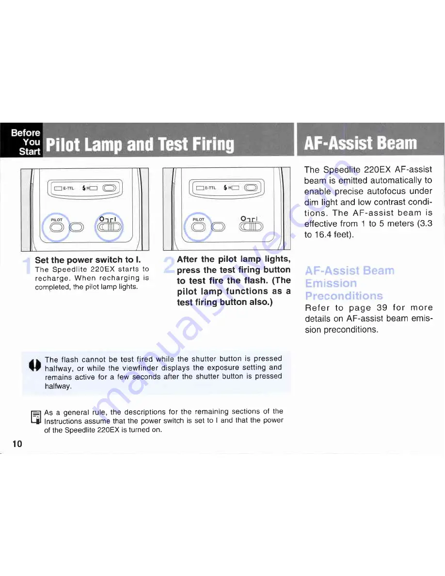 Canon 220EX - Speedlite - Hot-shoe clip-on Flash Instructions Manual Download Page 10