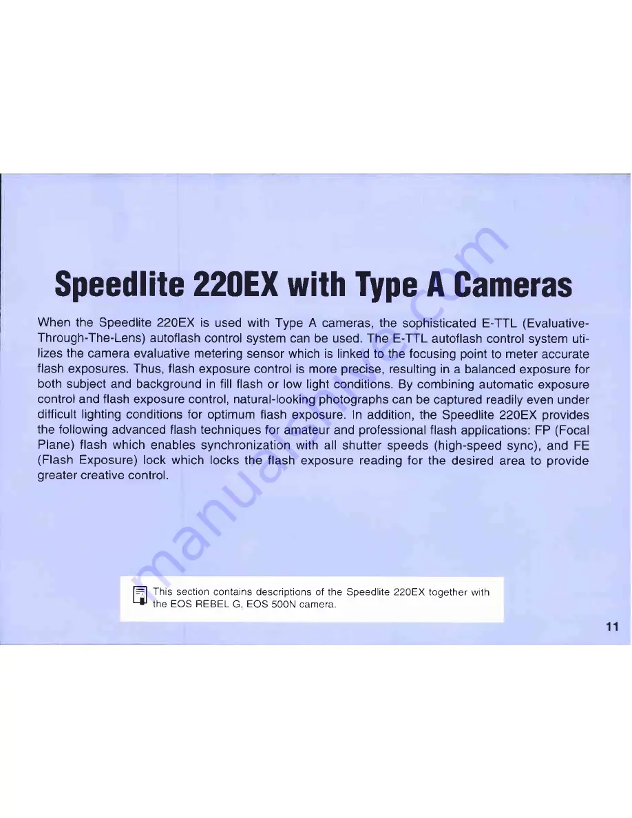 Canon 220EX - Speedlite - Hot-shoe clip-on Flash Instructions Manual Download Page 11