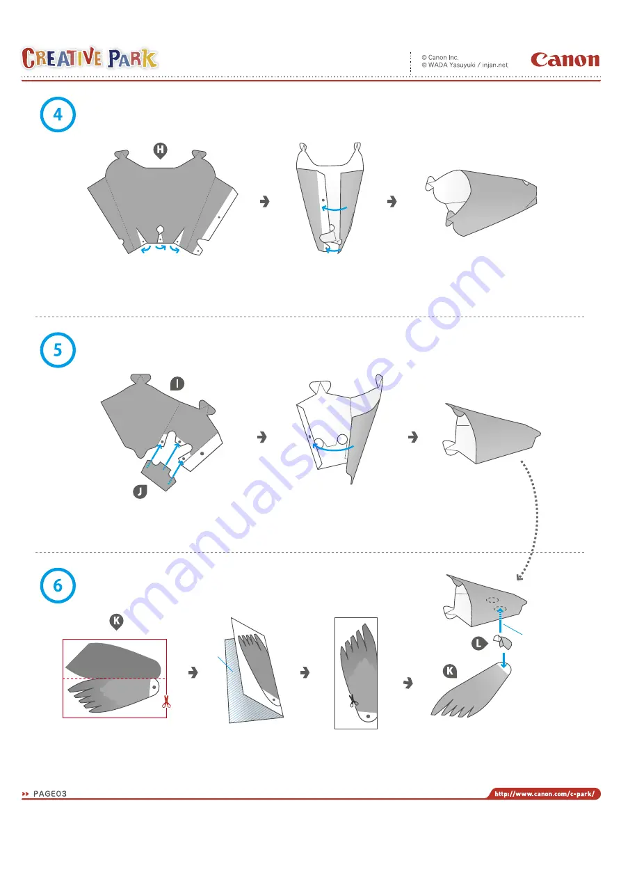 Canon CREATIVE PARK Sea lion Assembly Instructions Download Page 3